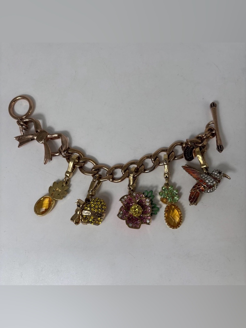 Vintage Juicy Couture Gold-Tone Multi Charm Bracelet Y2K
